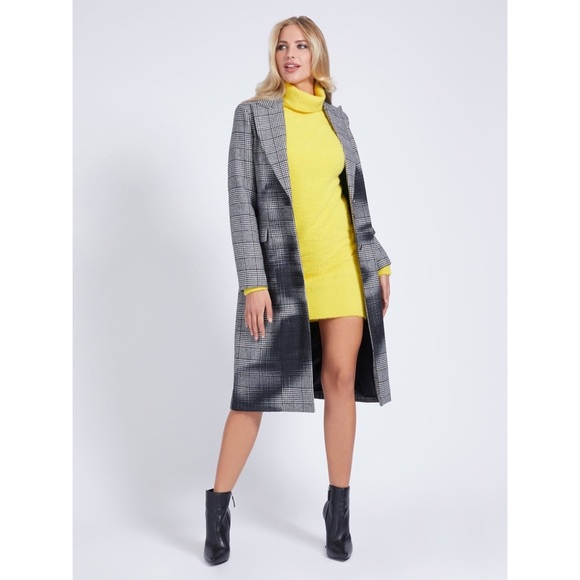 New GUESS Adele Wool blend print Coat SZ S - Picture 2 of 5